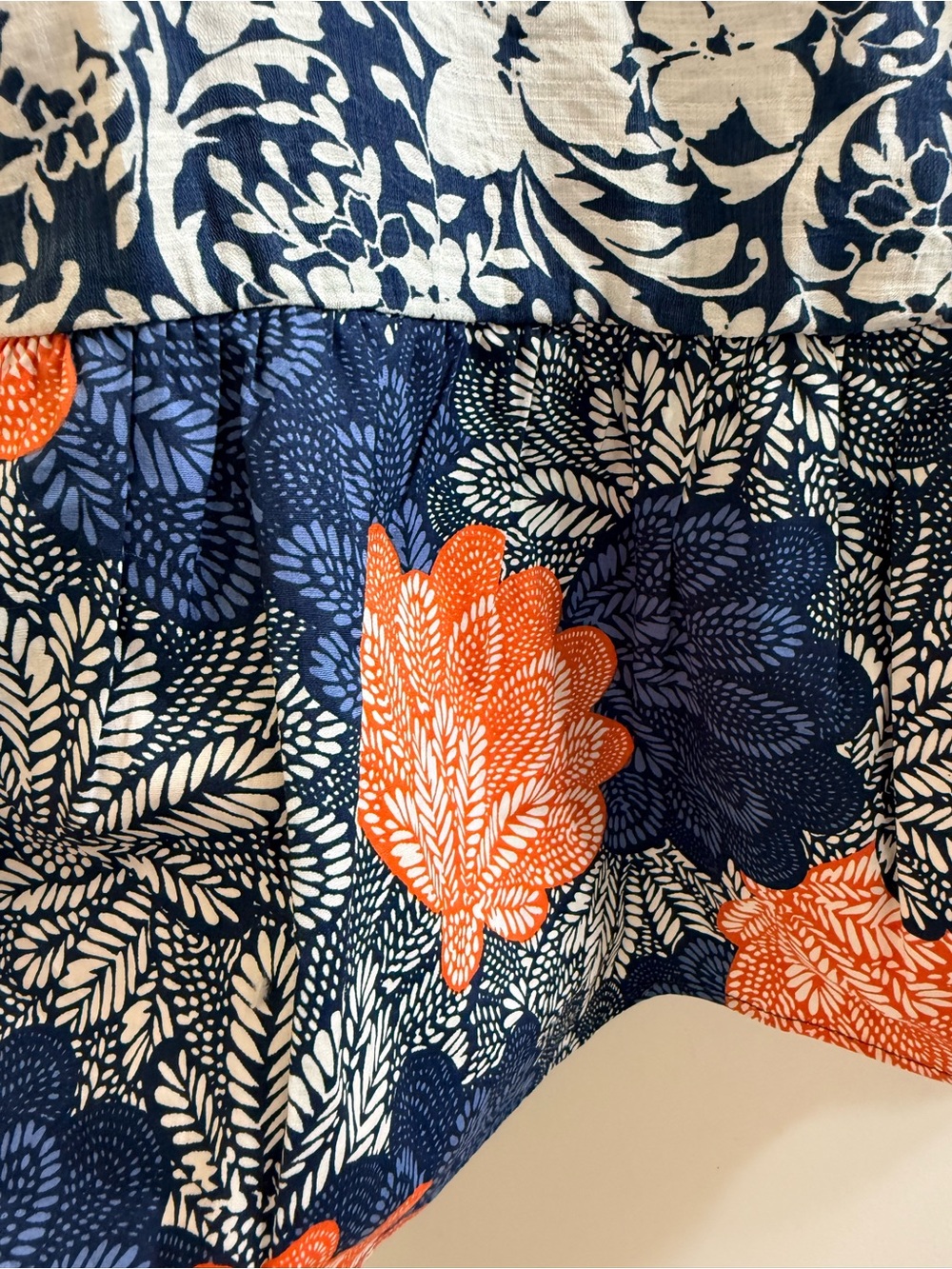 THML Navy Blue White and Orange Floral Halter Tank Top - Picture 7 of 12
